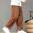 thumbnail image 5 of Plebaso Men's Corduroy Pants Drawstring Elastic Waist Casual Pants Loose Vintage Long Trousers for Men, 5 of 9