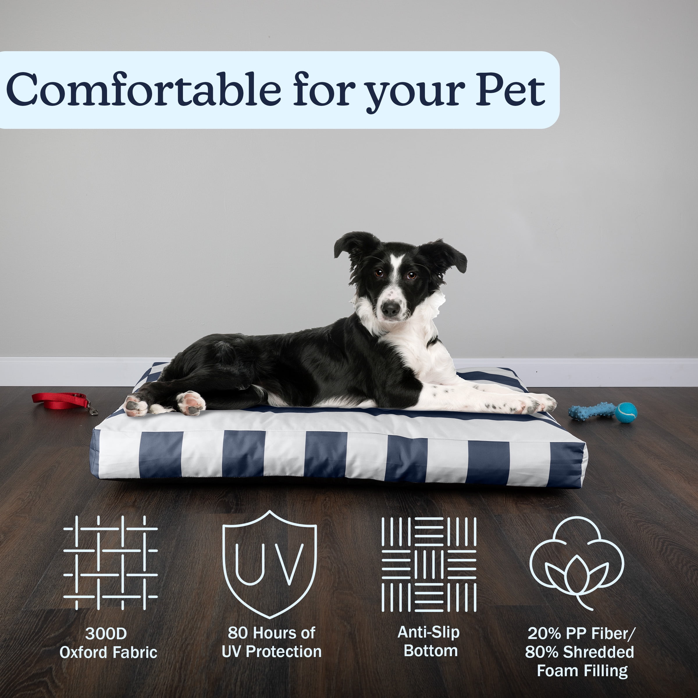 PETMAKER 36in Water-Resistant Dog Bed with Removable Washable Cover (Navy)
