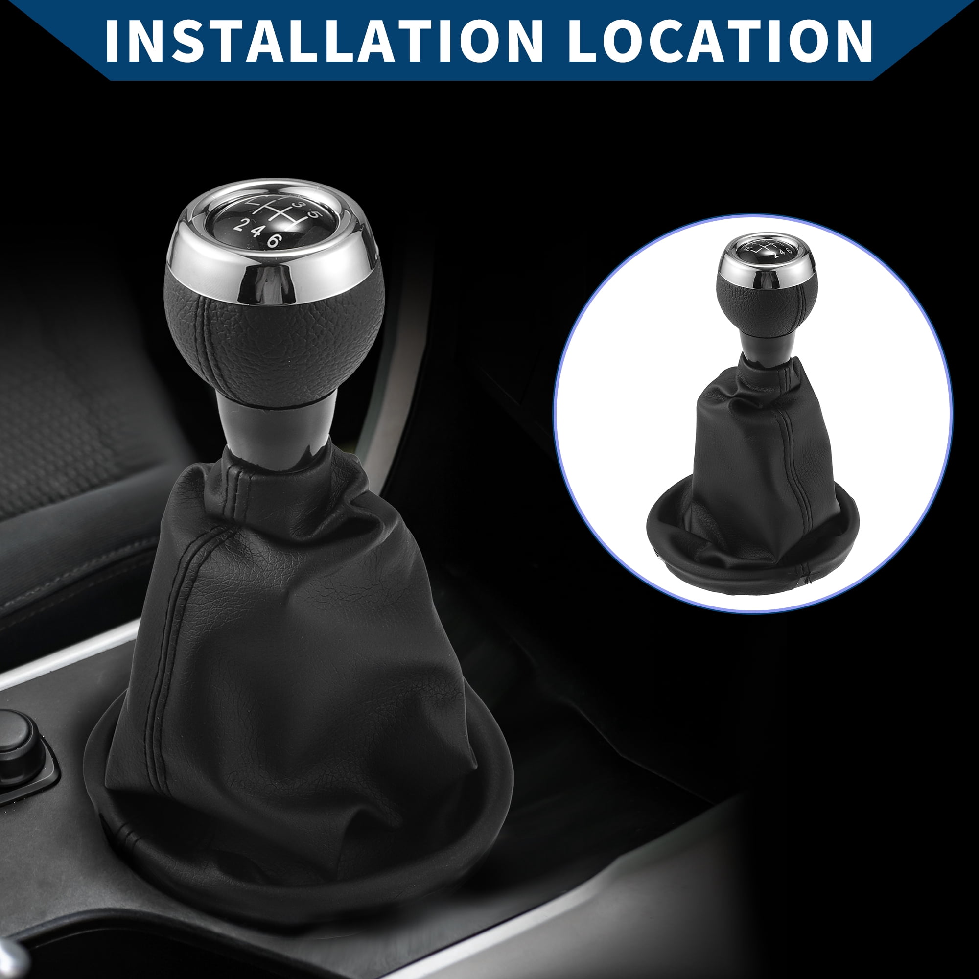 Gear Shift Knob with Dust Cover 6 Speed Manual Stick Shifter Knob for Mini Cooper R56 Plastic Black
