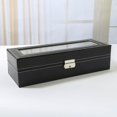 thumbnail image 2 of Caja para Relojes con 6 Ranuras, Caja para Relojes, Vitrina, Tapa de Vidrio, Almohadillas de Terciopelo, Cerradura, 11 x 30 x 8 cm, Revestimiento Negro y Forro Gris Sincero Electrónica, 2 of 5