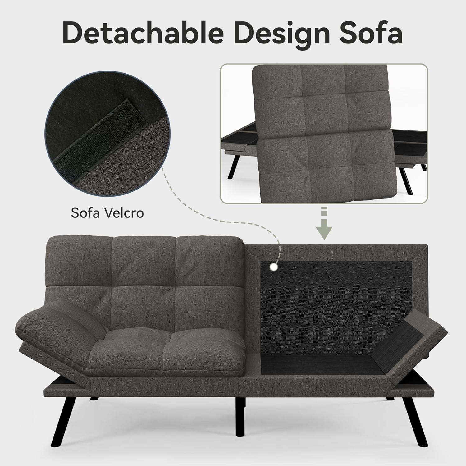 Convertible Futon Sofa Bed, 71" Comfy Loveseat Sleeper Sofa, Thicken Cushion, Comfy Velvet Twin Size Futon Couch Bed for Small Space Bedroom Dorm Office