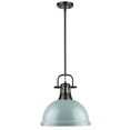 thumbnail image 3 of Yep by Golden Lighting Duncan 1-light 14in Rod Hung Pendant in Matte Black and Seafoam shade, 3 of 3