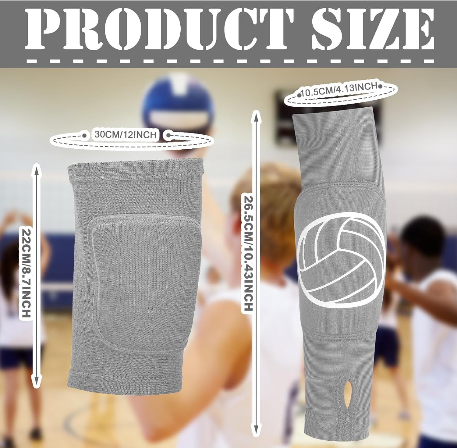 Volleyball Knee Pads and Arm Sleeves with Protection Pad Compression Forearm Wrist Guard Thumb Hole Soft Breathable