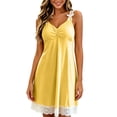 thumbnail image 7 of YHAJDS Sleepwear With Built In Bra Lace Bow Detail Spaghetti Strap Solid Color Mini Dress Homewear Nightshirt, 7 of 7