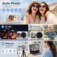 thumbnail image 3 of 5K Digital Camera 80MP, Wi-Fi Vlogging Camera with Dual Screen, 18X Zoom, Flash, 64GB Card, for Beginners and Teens, White, 3 of 10