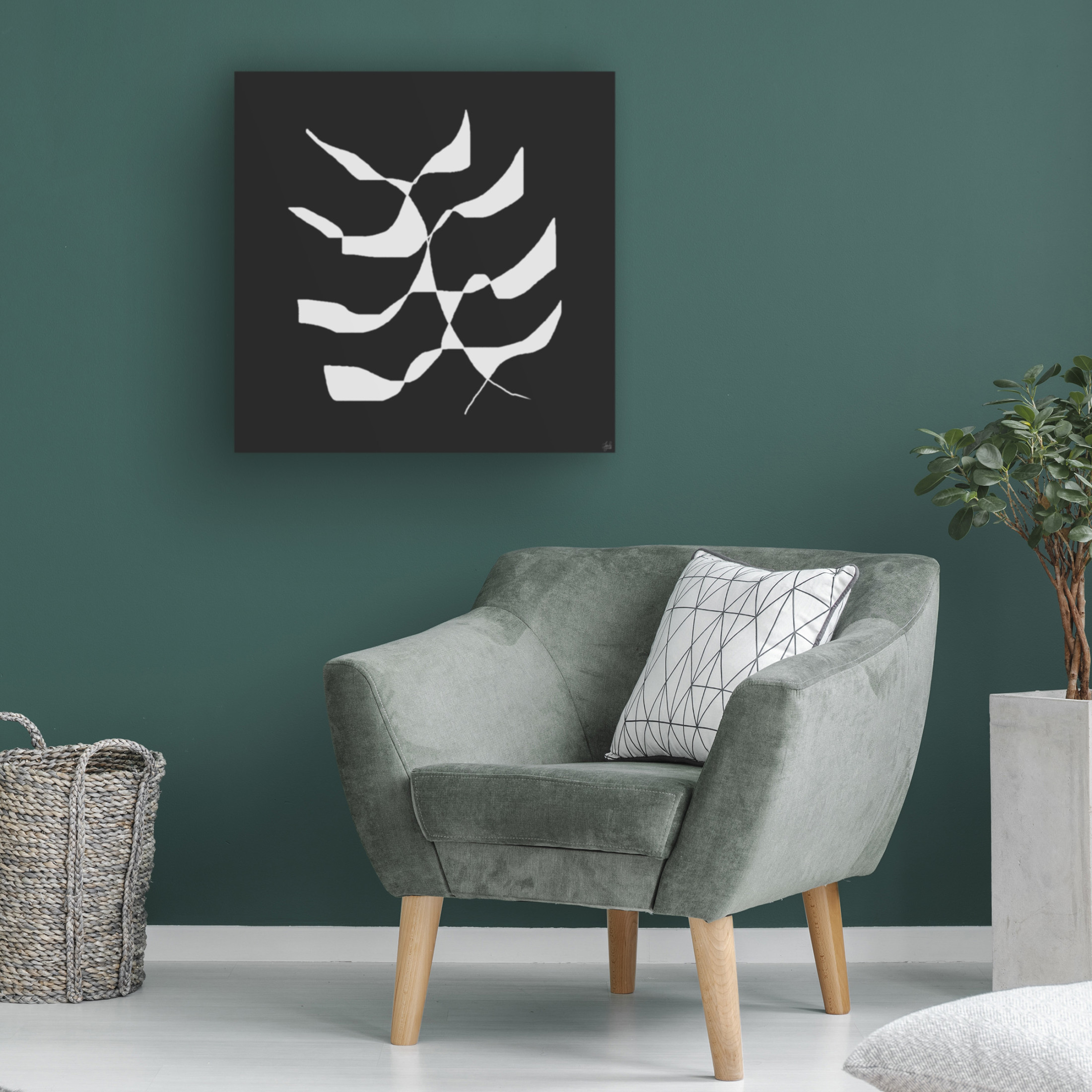 Canvas Wall Art - Line and Brush 'White To Plant 1' Wall Art for Living Room, Bedroom, or Office Décor by Trademark Fine Art - 35 x 35 Inches