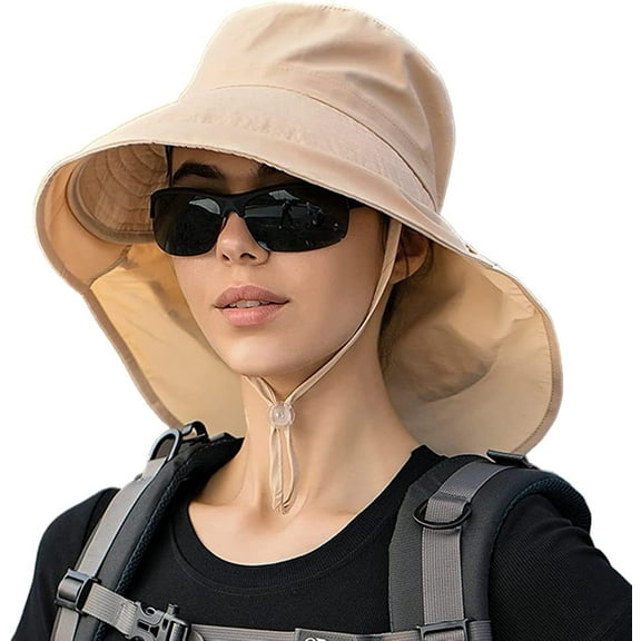 CoCopeaunts Sun Hat with Ponytail Hole Women's Fisherman Hats Outdoor Hat Wide Brim Hat Hiking Beach Grdening Fishing Neck Flap