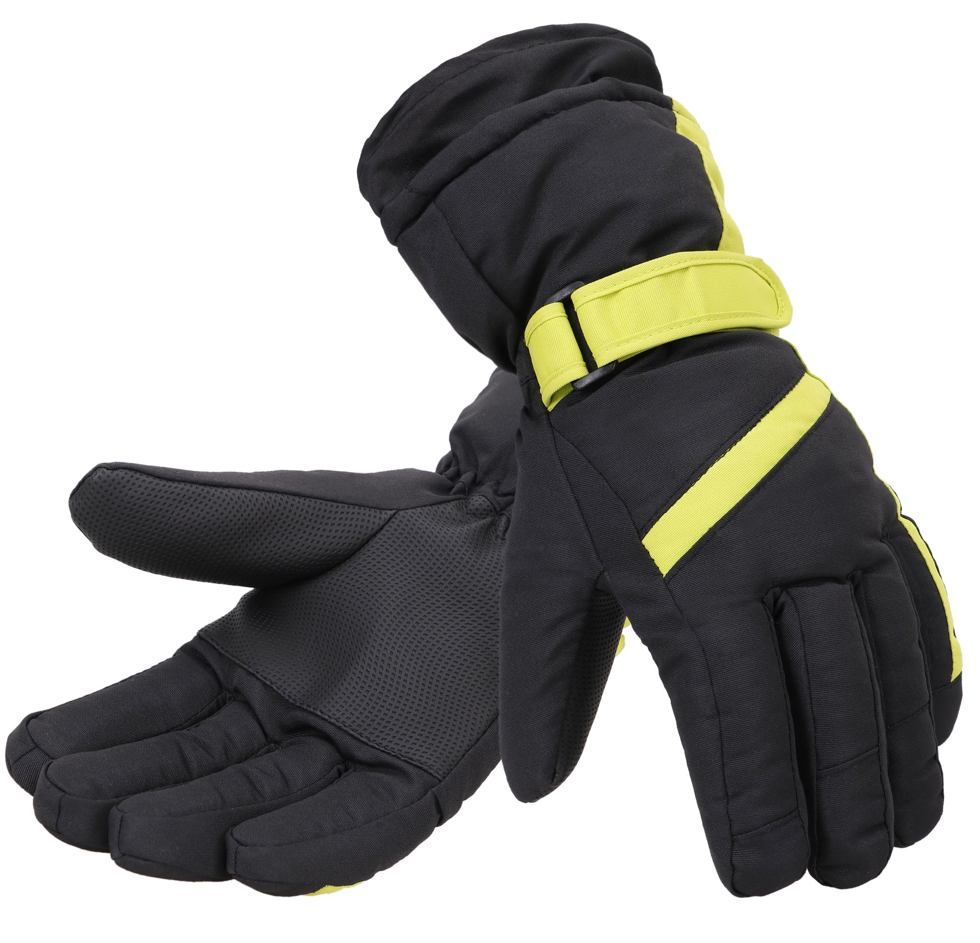 Men's 3M Thinsulate Lined Waterproof Snowboard / Ski Gloves,L,Black Yellow