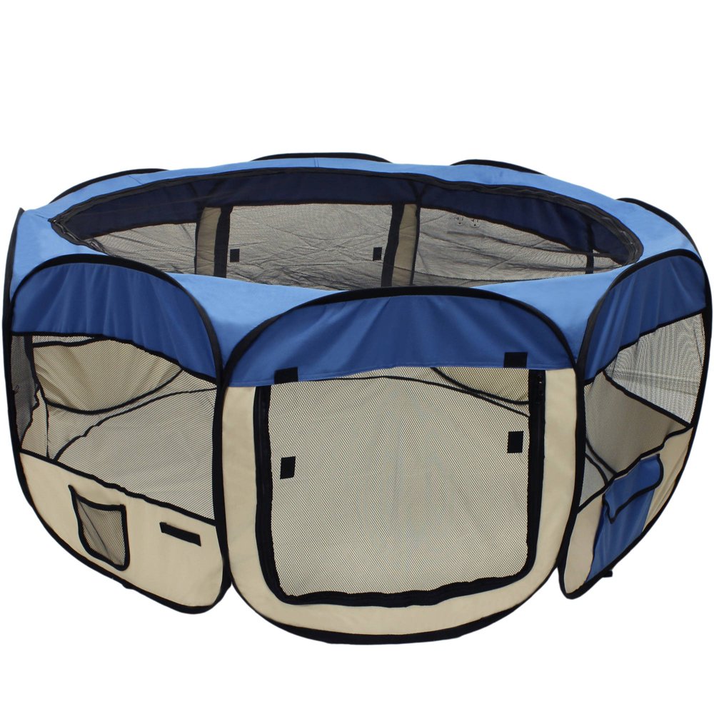 ALEKO DK61BL Octagon Pet Playpen Dog Puppy Exercise Kennel, Blue, 57