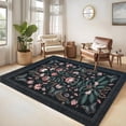 thumbnail image 2 of Garvee 5'x7' Floral Area Rug Geometric Bordered Carpet, Butterfly Printed Rug Washable Non Slip Rug for Living Room Bedroom Farmhouse, Black, 2 of 8