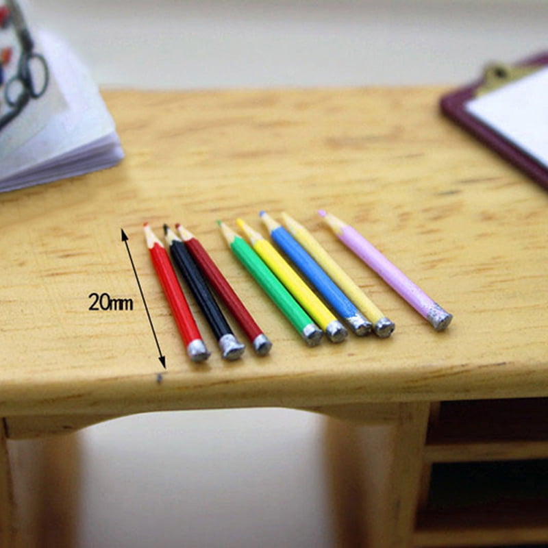 1 Set/8pcs mini dollhouse miniature accessories mini color pencil LE