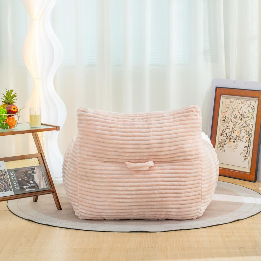 Kumix Bean Bag Chair for Adults with Armrests, Oversized Comfy Beige Beanbag Lounge Lazy Floor Sofa Chair for Living Room, Bedroom & Dorm, Cozy Fluffy Single Cloud Mini Couch, Pink