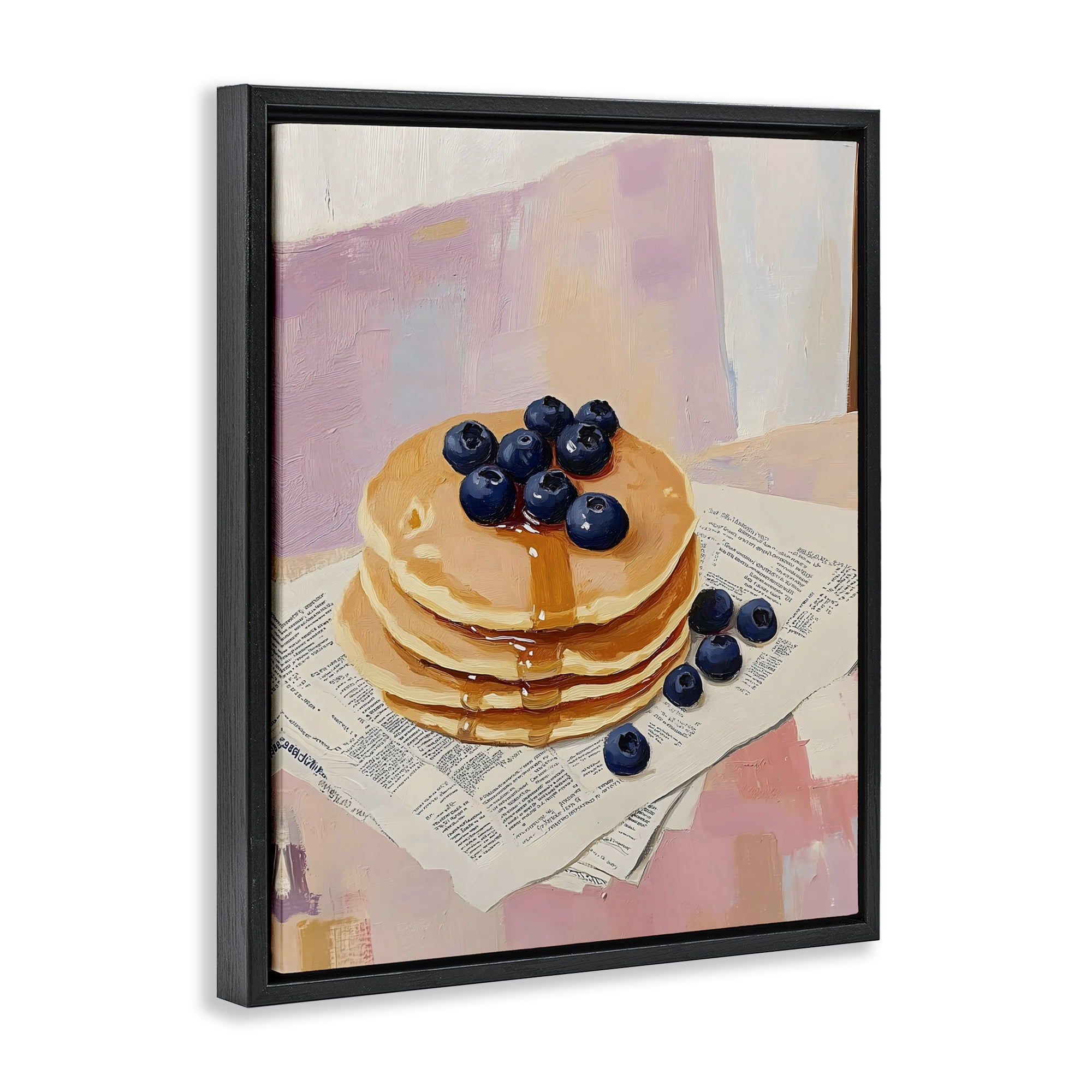 Stupell Industries Blueberry Pancakes with Syrup Black Framed Floater Canvas Wall Art, design by The Prints Vibe