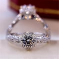 thumbnail image 4 of Exquisite Hollow Out Ring Elegant Diamond Cluster Ring Lightweight Finger Band Engagement Wedding Jewelry Accessories Stackable Rings Jewelry for Women 8, 4 of 9