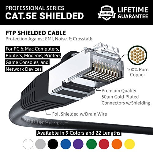 Booted 1 FT 1Gigabit//Sec Network//Internet Cable 100 Pack Red Ethernet Cable CAT5E Cable Shielded FTP 350MHZ InstallerParts Professional Series