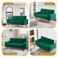 thumbnail image 7 of 3 Seater Sofa Couch, 57 Inch Velvet Loveseat Sofa with Tufted Seat Cushion and Bolster, Mid Century Modern Couch with Solid Wood Legs for Living Room,Bedroom,Office,Apartment,Vintage Green, 7 of 7