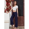 thumbnail image 2 of LYCY Women Soft Pajama Pants, Comfy Wide Leg Lounge Yoga Pants Stretch Sleeping knit Pajama Bottoms (Navy, X-Large), 2 of 5