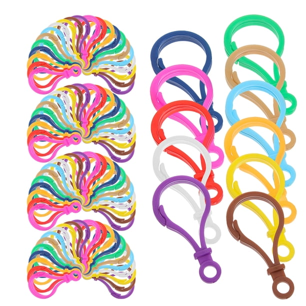BRIGHTFUFU 120 clips de plástico para llavero, cierres de garra de langosta para manualidades, llavero, mochila, adornos colgantes, clips, ganchos de plástico ligeros para llavero