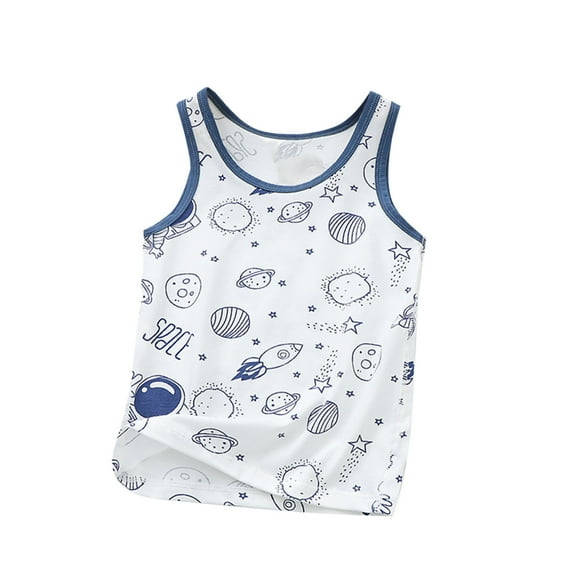 Lovzfmll Toddler Boy's Tank Tops, Cotton Printed Sleeveless Undershirt, Loungewear Loose Fit Pullover Graphic Tees for 1-2 Years