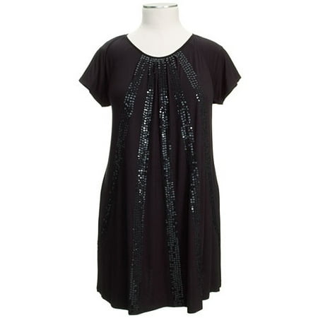 Women's Plus Sequin Jersey A-Line Tunic Dress