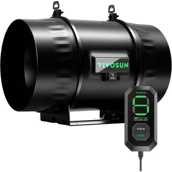 VIVOSUN T8 8" Inline Duct Fan & 3 Cycle Modes E12 Speed Controller, AeroZesh Grow Tent Kit Ventilation Fan with 832 CFM EC Motor, Programmable Exhaust Fan for Heating Cooling Booster, Hydroponics