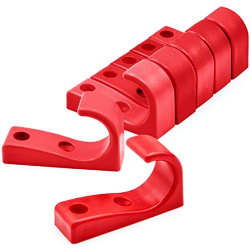 Ganchos vinilo para servicio pesado, diseño seguro para niños y escuelas. Fuerte y duradero - sostiene mochilas, abrigos. Set rojo caramelo, 2.2 pulg., 7 pzas