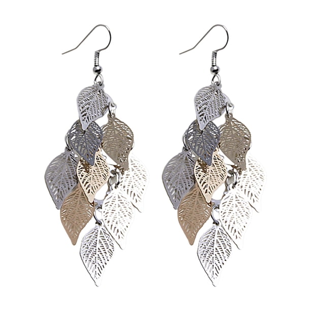 Pendientes de filigrana de la hoja de estilo de moda en forma de hoja Pendientes largos de lágrima colgante gota para las mujeres niñas