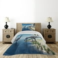 thumbnail image 3 of Ambesonne Animal Quilted Coverlet 2 Pcs, Wild Suchomimus Dinosaur, Twin Size, Blue Green Grey, 3 of 5