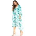 thumbnail image 3 of Sakkas Clementine Women's Tie Dye Caftan Dress/Cover Up Beach Kaftan Boho Summer - 36-Green - One Size, 3 of 5