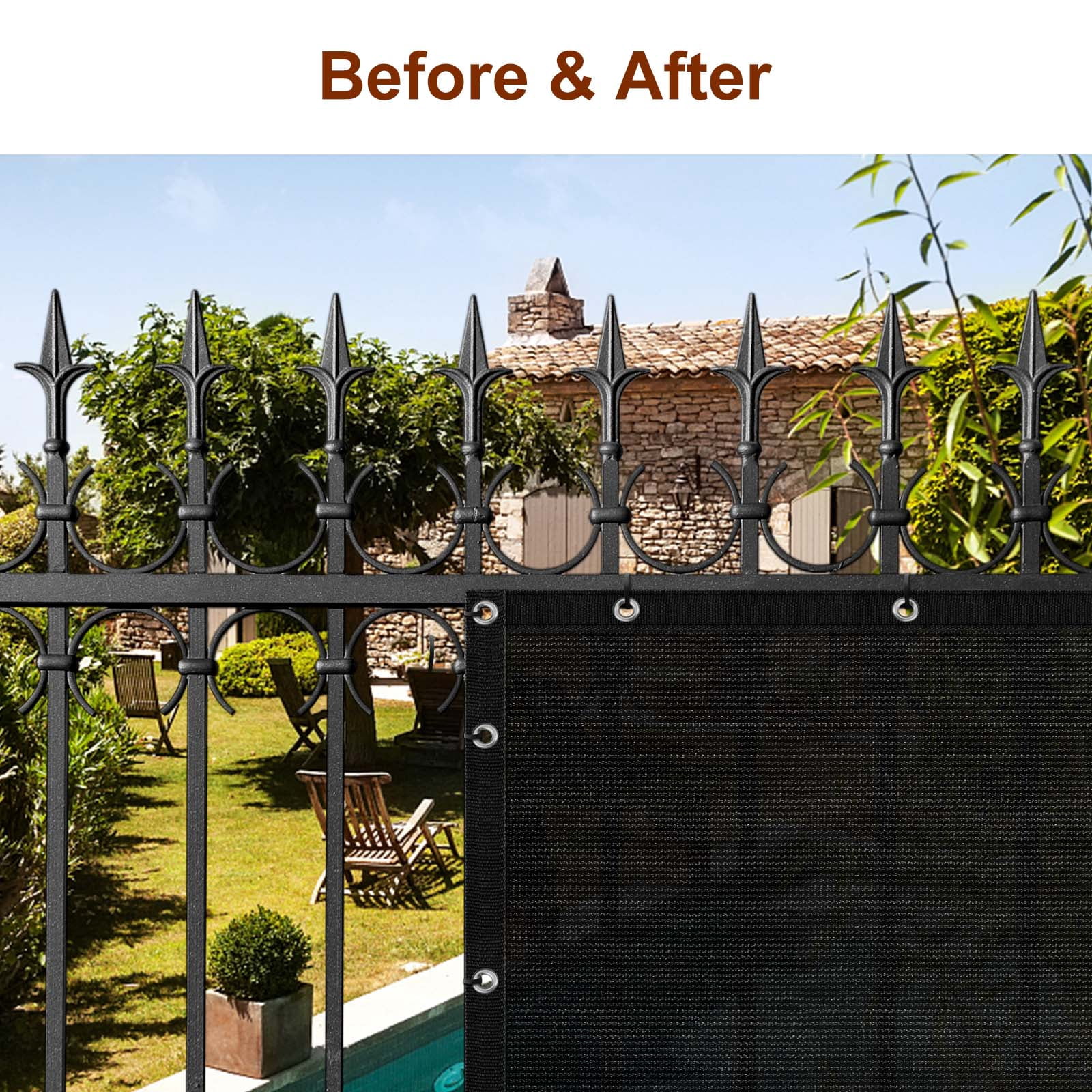 Oumilen 6 X 50 ft Woven Mesh Fence Black Outdoor Garden