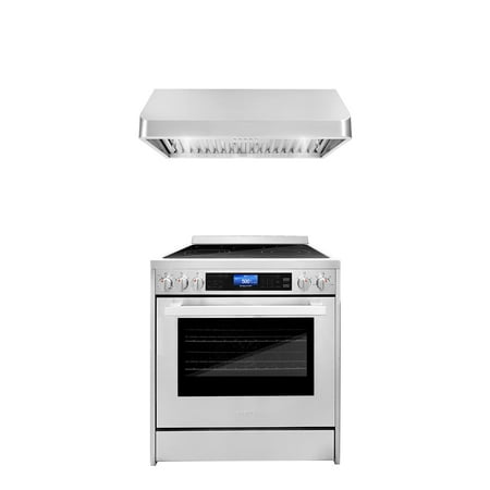 Cosmo 2 Piece Kitchen Appliance Package with 30  Freestanding Electric Range Kitchen Stove & 30  Under Cabinet Range Hood Kitchen Hood Kitchen Appliance Bundles