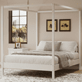 thumbnail image 1 of Wood Canopy Bed Frame King Size/Mattress Foundation with Wood Slats Support/No Box Spring Needed/Easy Assembly/White, 1 of 7