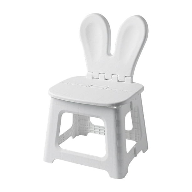 Taburete con escalón, silla plegable con respaldo, taburete plegable, taburete de baño para sala de estar, viajes, guardería, hogar, dormitorio Conejo