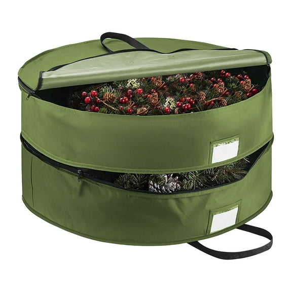 Wreath Storage Container, Stacking Christmas Wreath Storage Bags With Zipper And Handles Holiday Wreaths Storage Holder