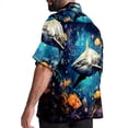 thumbnail image 3 of Starry Shark Men's Printed Casual Button Down Short Sleeve Beach Shirts, 3 of 6