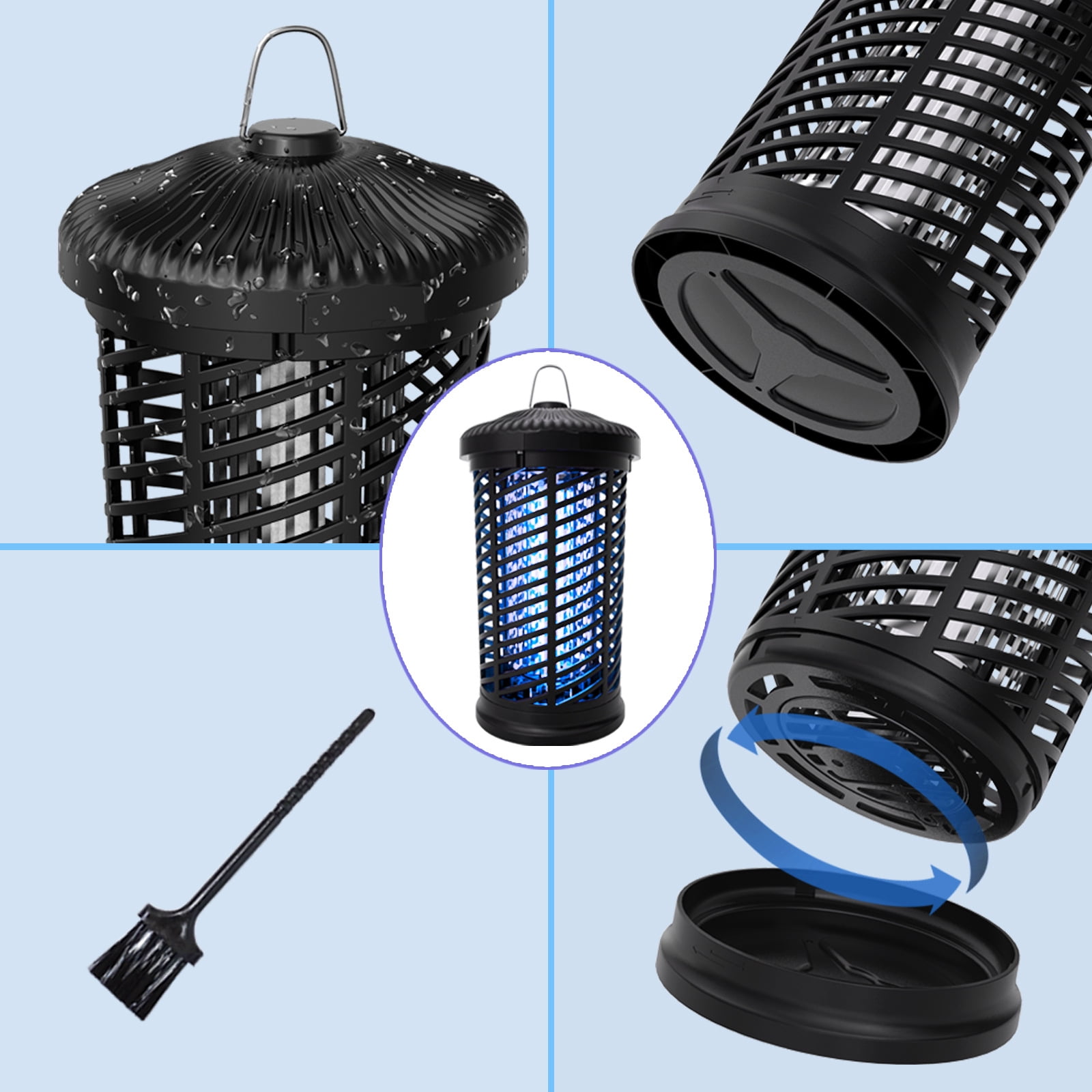 New type mosquito killer outdoor waterproof mosquito zapper electric mosquito trap outdoor garden high-power insect killer,Black-18W,Mosquito killer lamp