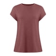 thumbnail image 5 of Rggeeun Womens Shirts Summer Knit Solid Color Smooth Short Sleeve Crew Neck Loose Soft Breathable for Daily Wear Leisure Tshirts,Red,Xl, 5 of 5