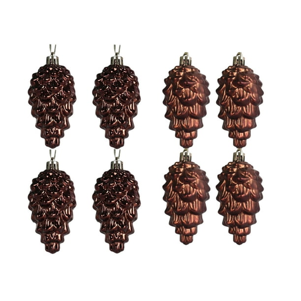 Bewildely 8x colgante de conos de pino, juego de 8 decoraciones de conos de pino de plástico duradero, decoraciones para árboles ABS Kits de decoración para fiestas Café