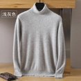 thumbnail image 1 of Autumn/Winter New Men's 100% Pure Wool Cold Resistant Clothing High Polo Collar Solid Color Pullover Fashion Sweater, 1 of 5