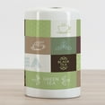 thumbnail image 2 of Tea Party Ceramic Toothbrush Holder, Checkered Tea Themed Images Geometrical Soft Colored Minimalist, Decorative Versatile Countertop for Bathroom, 4.5" X 2.7", Green Brown Blue, 2 of 4