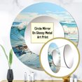 thumbnail image 3 of Designart "Simplistic Blue And White Beach" Coastal Waves Blue Large Round Mirror - Round Office Mirror Wall Decor - Coastal Round Printed Mirror - 23" x 23", 3 of 6