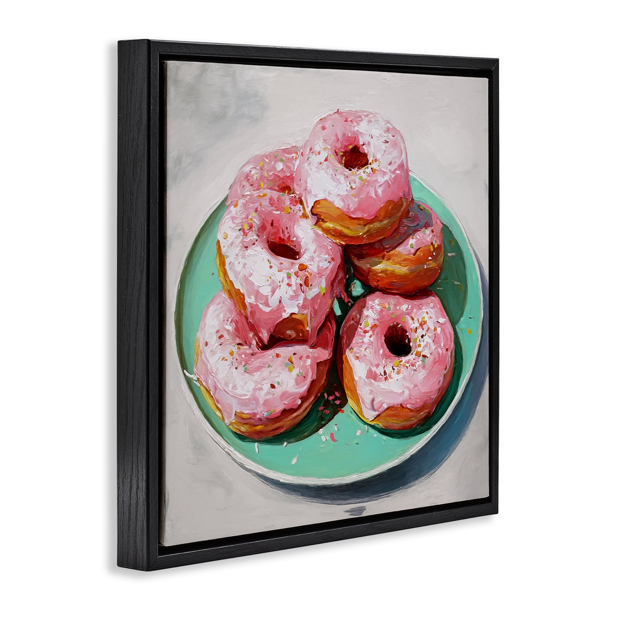 Stupell Industries Pink Frosted Donuts Black Framed Floater Canvas Wall Art, design by Tina LeCour