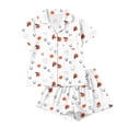 thumbnail image 4 of Women Halloween Pajama Set Short-Sleeve Button-Down Shirt and Shorts Sleepwear Spooky Pumpkin Ghost Graphic Loungewear Outfit for Fall Season Relaxing, 4 of 9