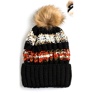 Chunky Knit Multicolor Knitted Beanie Hat Faux Fur Lined  display picture 1