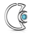 thumbnail image 6 of Ear Cartilage,Daith Hoop Tragus Rings Crescent Moon with Crystal Design S. Steel, 6 of 10