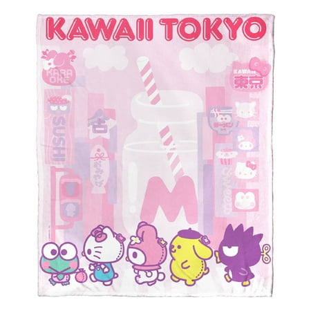 Hello Kitty, Kawaii Tokyo Aggretsuko Comics Silk Touch Throw Blanket, 50" x 60"