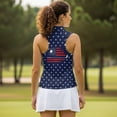 thumbnail image 3 of Yuyamidu Blue American Flag Womens Golf Shirt Sleeveless Stretchy Workout Shirts Elastic Collared Athletic Top 3 Buttons Tennis Sports Tops Size M, 3 of 7