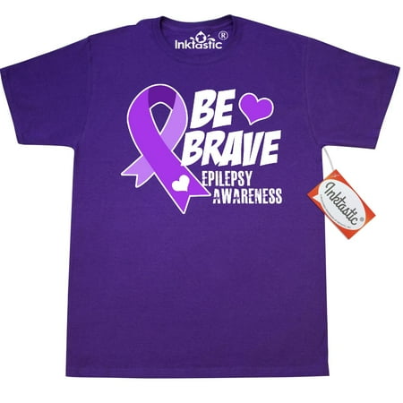 Inktastic Be Brave Support And Raise Awareness Of Epilepsy T-Shirt Purple Up Ribbon Mens Adult Clothing Apparel Tees T-shirts