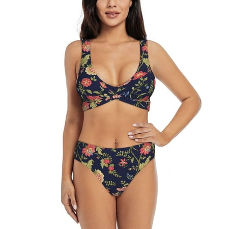 Swim Suits for Women 2024 Bikini - Flower print Soft Stretchy High Waisted Bikini Sets for Women