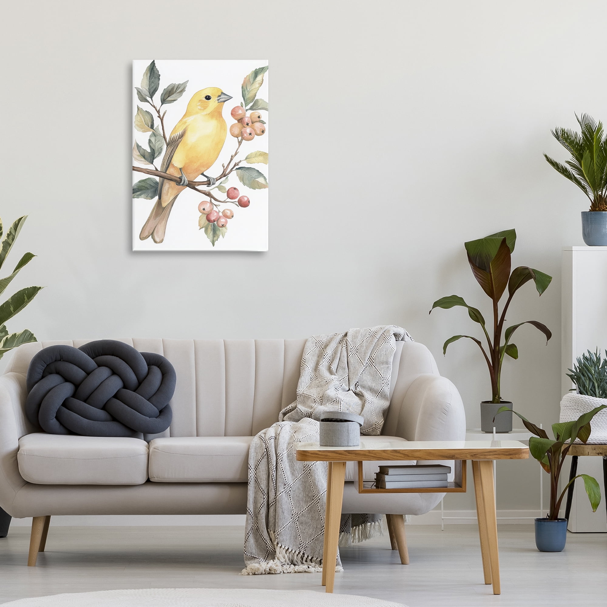 Stupell Industries Sun Lit Bird on Branch Canvas Wall Art, design by Petal Prints Design